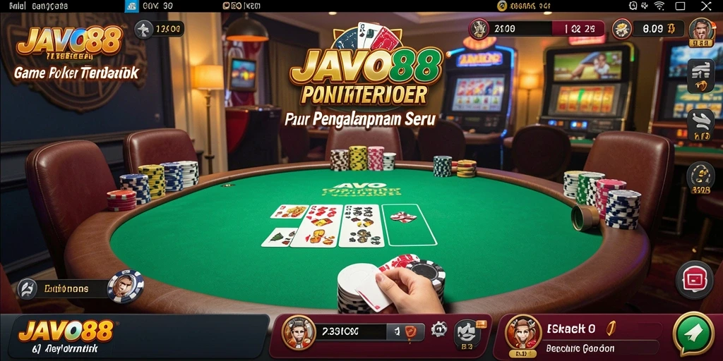 Tampilan gameplay poker di aplikasi JAVO88 yang menarik.
