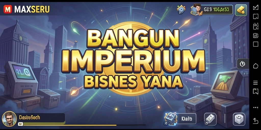 Tampilan gameplay <strong>MAXSERU</strong> yang menarik dan penuh strategi bisnis.