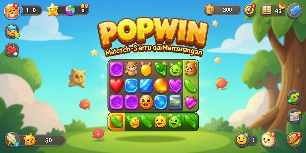 Tampilan gameplay menarik dari POPWIN dengan elemen warna-warni.