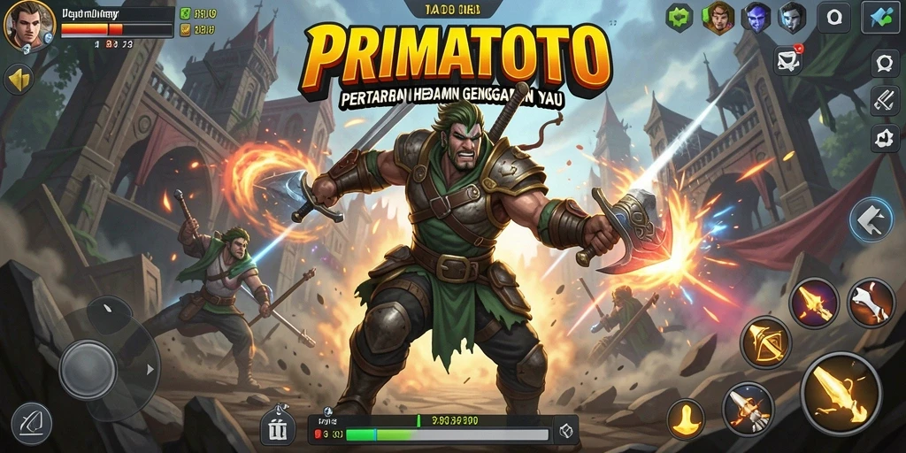 Screenshot yang menampilkan aksi pertarungan seru di PRIMATOTO.