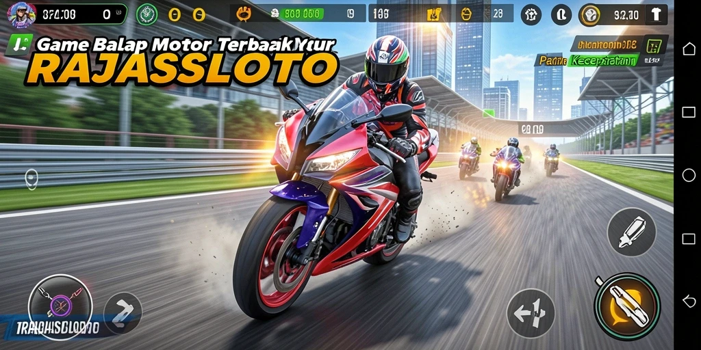 Tampilan menarik dari gameplay RAJASLOTO yang penuh aksi balap motor.