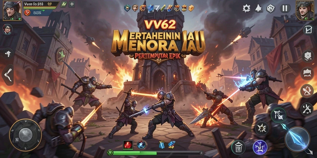 Tangkapan layar menampilkan aksi seru gameplay Tower Defense di VV62.