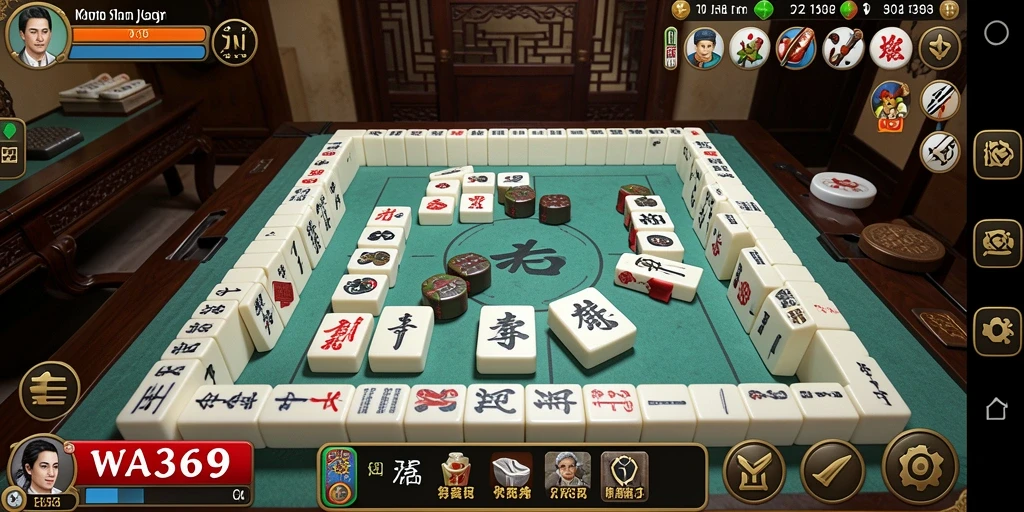 Screenshot utama WA369 menampilkan serunya gameplay Mahjong yang menantang.